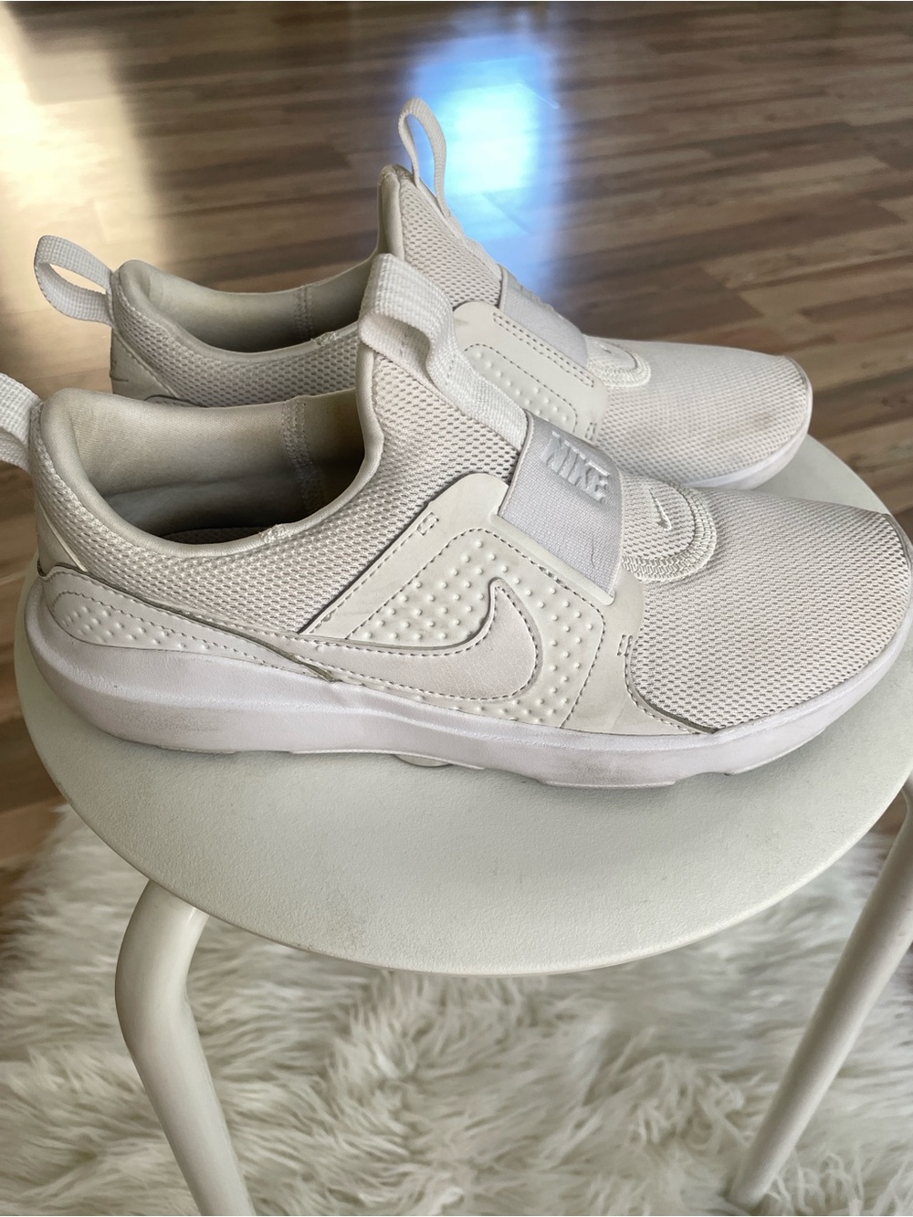 Nike White Slip-On Mesh Sneakers